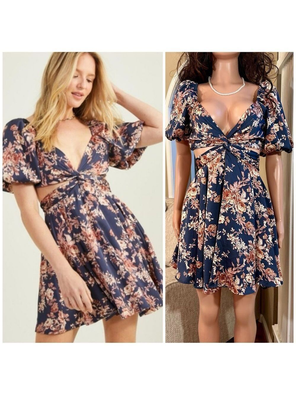 Gorgeous navy floral cut out dress